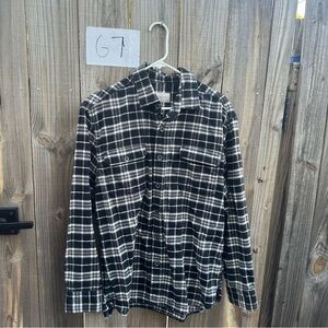 Jachs Plaid Button Down Flannel Black and White Long Sleeve Shirt Large